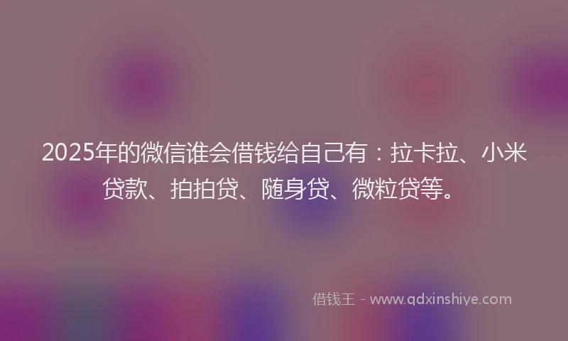2025年的微信谁会借钱给自己有：拉卡拉、小米贷款、拍拍贷、随身贷、微粒贷等。