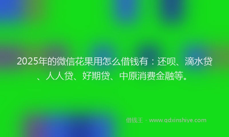 2025年的微信花果用怎么借钱有：还呗、滴水贷、人人贷、好期贷、中原消费金融等。
