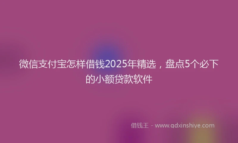 微信支付宝怎样借钱2025年精选，盘点5个必下的小额贷款软件