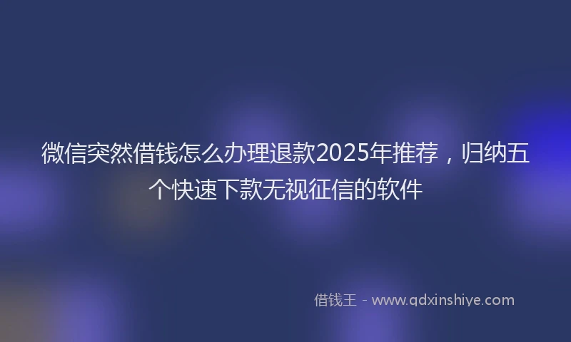 微信突然借钱怎么办理退款2025年推荐，归纳五个快速下款无视征信的软件