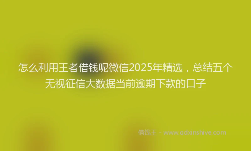怎么利用王者借钱呢微信2025年精选，总结五个无视征信大数据当前逾期下款的口子