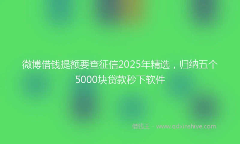 微博借钱提额要查征信2025年精选，归纳五个5000块贷款秒下软件