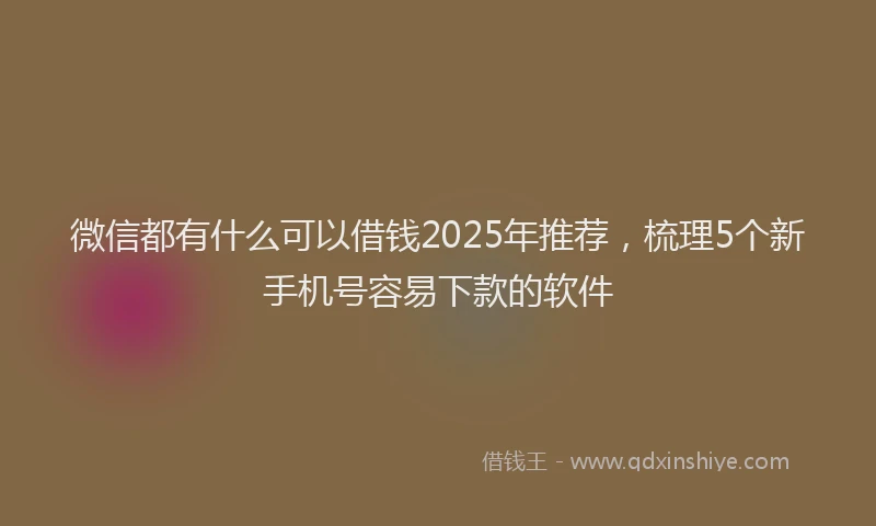 微信都有什么可以借钱2025年推荐，梳理5个新手机号容易下款的软件