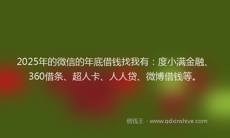 2025年的微信的年底借钱找我有：度小满金融、360借条、超人卡、人人贷、微博借钱等。