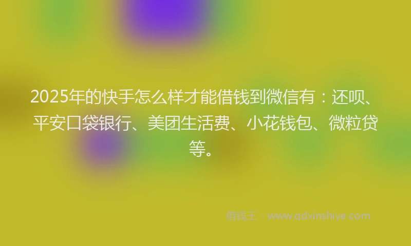 2025年的快手怎么样才能借钱到微信有：还呗、平安口袋银行、美团生活费、小花钱包、微粒贷等。