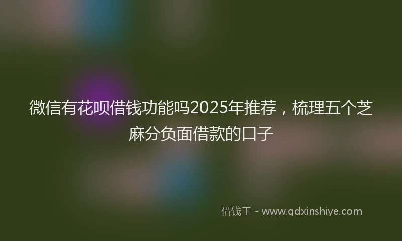 微信有花呗借钱功能吗2025年推荐，梳理五个芝麻分负面借款的口子