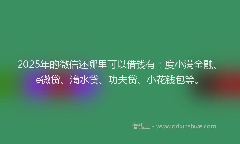 2025年的微信还哪里可以借钱有：度小满金融、e微贷、滴水贷、功夫贷、小花钱包等。