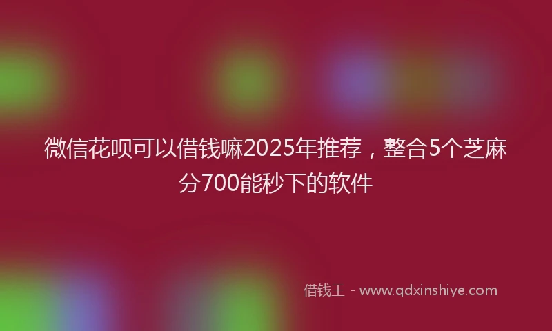 微信花呗可以借钱嘛2025年推荐，整合5个芝麻分700能秒下的软件