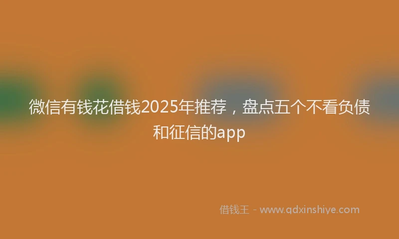微信有钱花借钱2025年推荐，盘点五个不看负债和征信的app