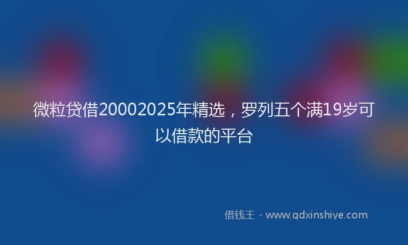 微粒贷借20002025年精选，罗列五个满19岁可以借款的平台