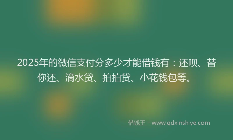 2025年的微信支付分多少才能借钱有：还呗、替你还、滴水贷、拍拍贷、小花钱包等。