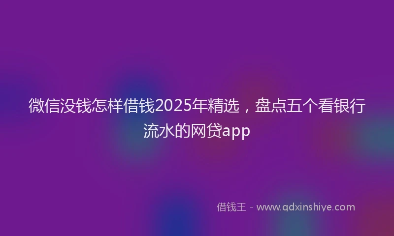 微信没钱怎样借钱2025年精选，盘点五个看银行流水的网贷app