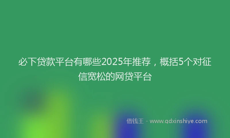 必下贷款平台有哪些2025年推荐，概括5个对征信宽松的网贷平台