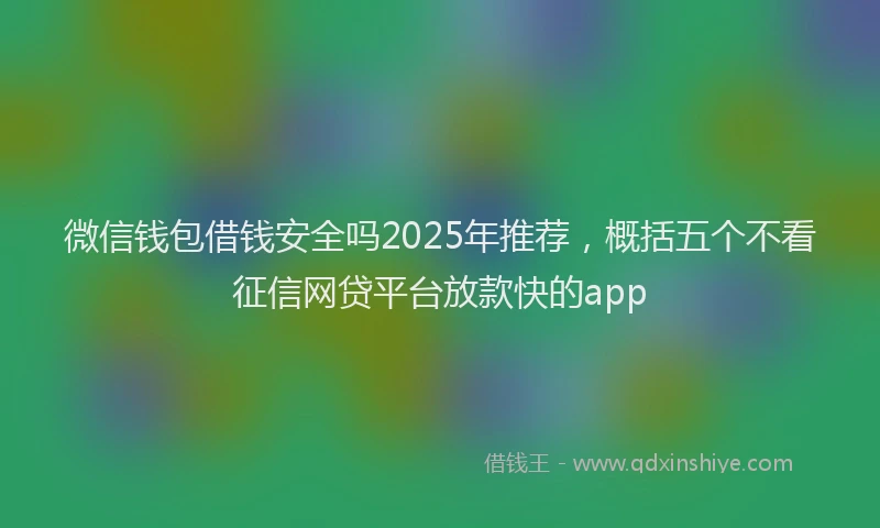 微信钱包借钱安全吗2025年推荐，概括五个不看征信网贷平台放款快的app