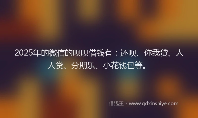 2025年的微信的呗呗借钱有：还呗、你我贷、人人贷、分期乐、小花钱包等。