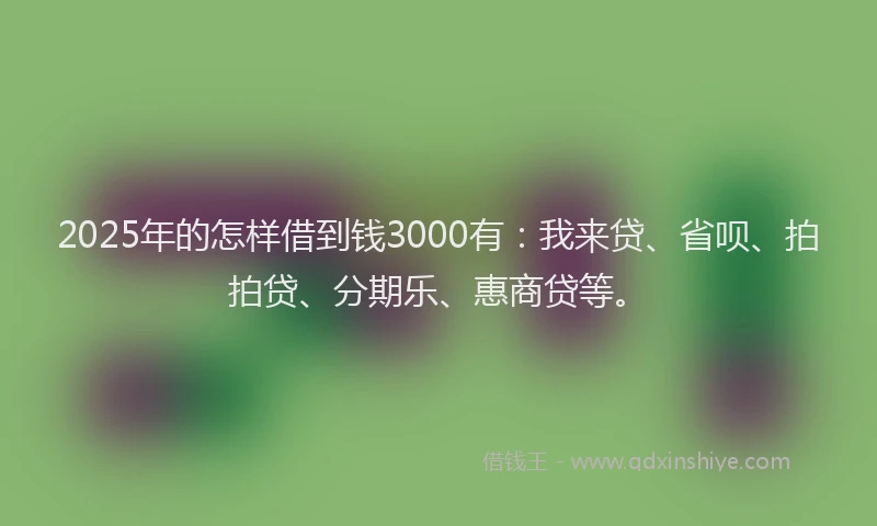 2025年的怎样借到钱3000有：我来贷、省呗、拍拍贷、分期乐、惠商贷等。