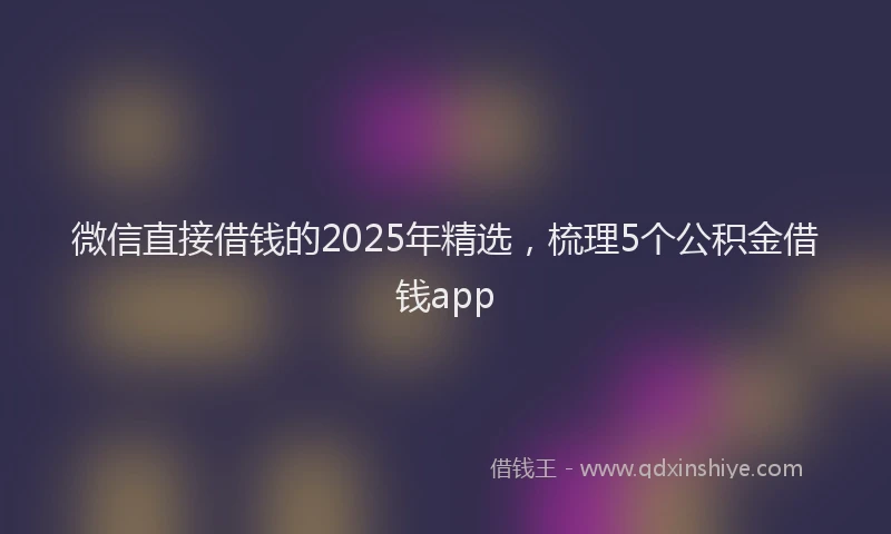 微信直接借钱的2025年精选，梳理5个公积金借钱app