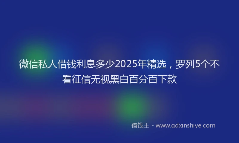 微信私人借钱利息多少2025年精选，罗列5个不看征信无视黑白百分百下款