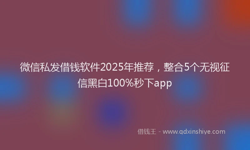 微信私发借钱软件2025年推荐，整合5个无视征信黑白100%秒下app