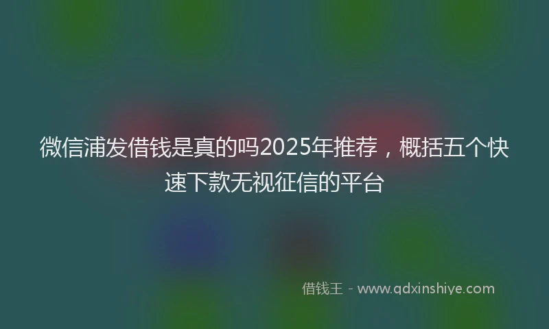 微信浦发借钱是真的吗2025年推荐，概括五个快速下款无视征信的平台