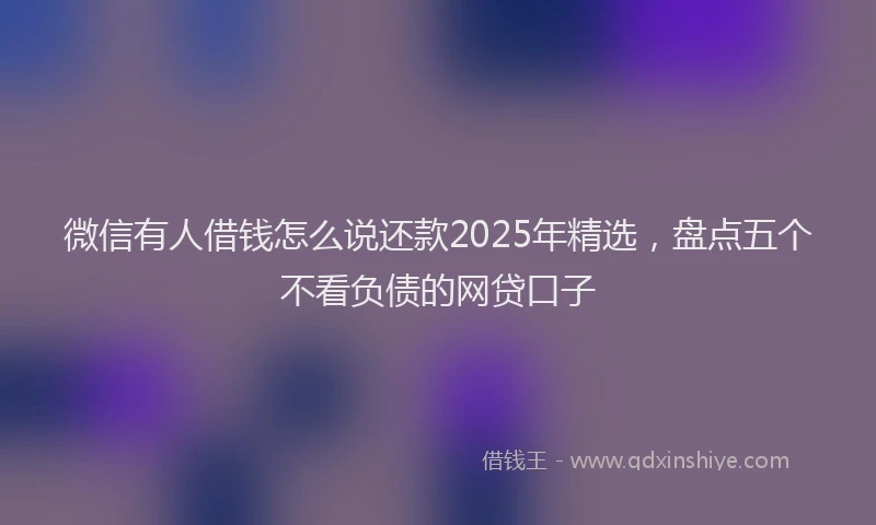 微信有人借钱怎么说还款2025年精选，盘点五个不看负债的网贷口子