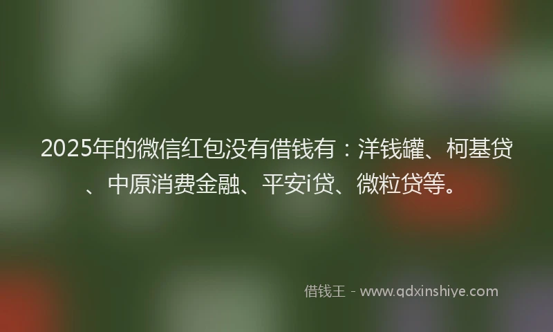 2025年的微信红包没有借钱有：洋钱罐、柯基贷、中原消费金融、平安i贷、微粒贷等。