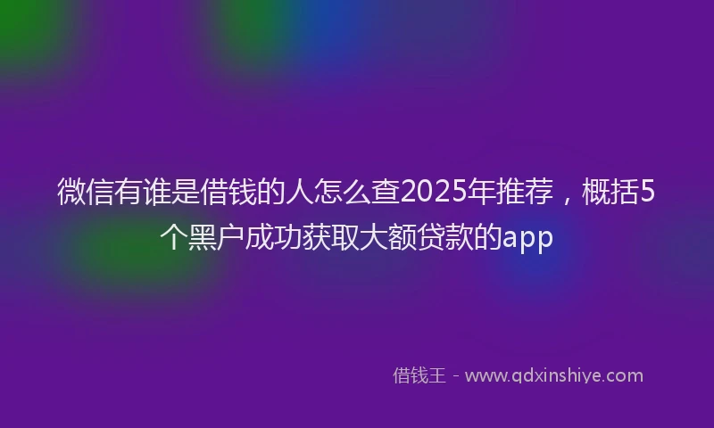 微信有谁是借钱的人怎么查2025年推荐，概括5个黑户成功获取大额贷款的app