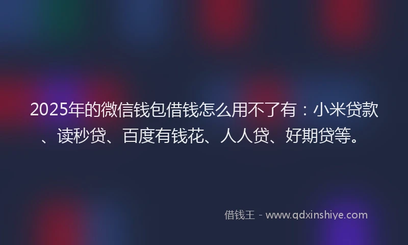 2025年的微信钱包借钱怎么用不了有：小米贷款、读秒贷、百度有钱花、人人贷、好期贷等。