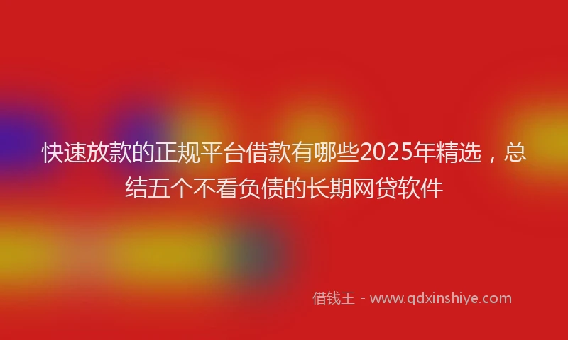 快速放款的正规平台借款有哪些2025年精选，总结五个不看负债的长期网贷软件