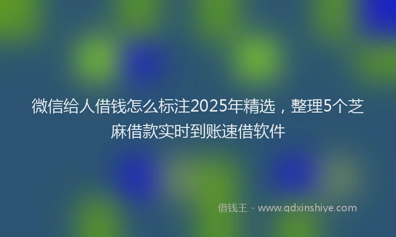 微信给人借钱怎么标注2025年精选，整理5个芝麻借款实时到账速借软件
