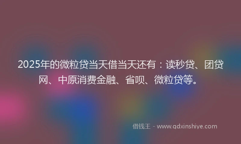 2025年的微粒贷当天借当天还有：读秒贷、团贷网、中原消费金融、省呗、微粒贷等。