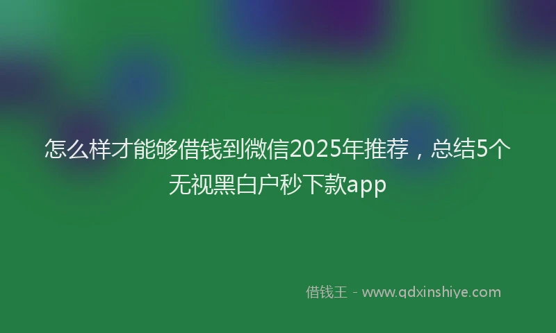 怎么样才能够借钱到微信2025年推荐，总结5个无视黑白户秒下款app