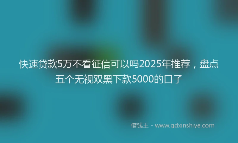 快速贷款5万不看征信可以吗2025年推荐，盘点五个无视双黑下款5000的口子