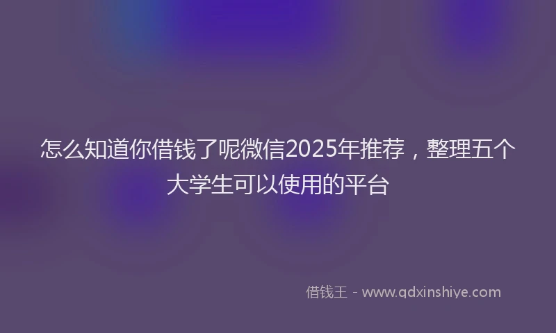 怎么知道你借钱了呢微信2025年推荐，整理五个大学生可以使用的平台