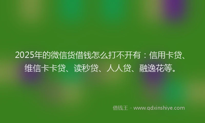 2025年的微信货借钱怎么打不开有：信用卡贷、维信卡卡贷、读秒贷、人人贷、融逸花等。