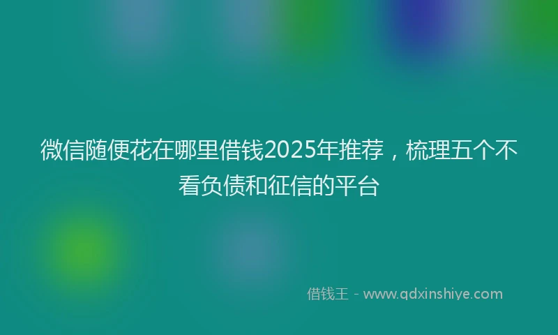 微信随便花在哪里借钱2025年推荐，梳理五个不看负债和征信的平台