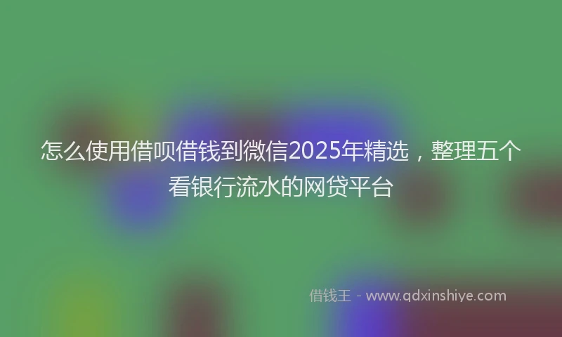 怎么使用借呗借钱到微信2025年精选，整理五个看银行流水的网贷平台