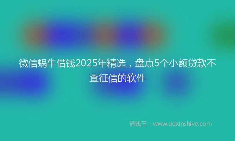 微信蜗牛借钱2025年精选，盘点5个小额贷款不查征信的软件