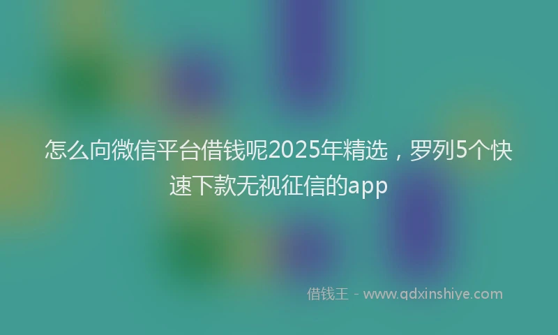 怎么向微信平台借钱呢2025年精选，罗列5个快速下款无视征信的app