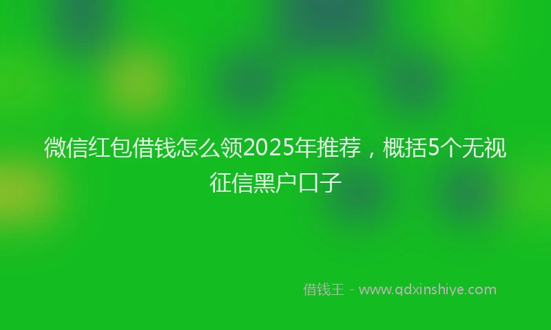 微信红包借钱怎么领2025年推荐，概括5个无视征信黑户口子