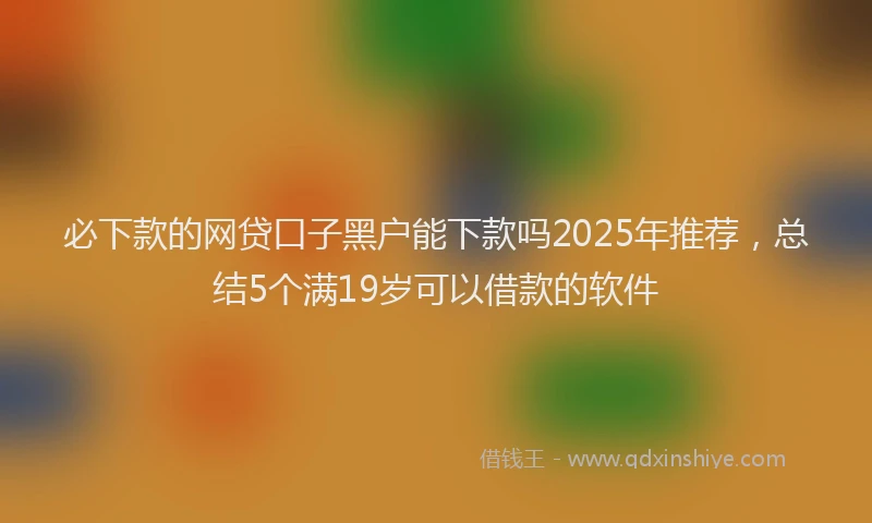 必下款的网贷口子黑户能下款吗2025年推荐，总结5个满19岁可以借款的软件