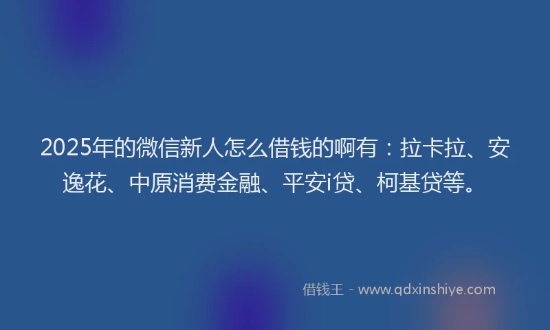 2025年的微信新人怎么借钱的啊有：拉卡拉、安逸花、中原消费金融、平安i贷、柯基贷等。