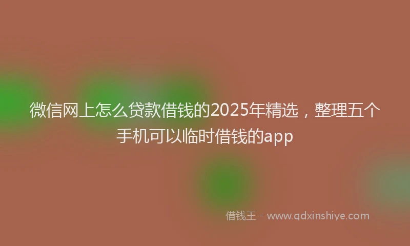 微信网上怎么贷款借钱的2025年精选，整理五个手机可以临时借钱的app