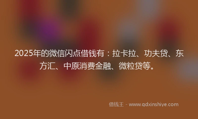 2025年的微信闪点借钱有：拉卡拉、功夫贷、东方汇、中原消费金融、微粒贷等。