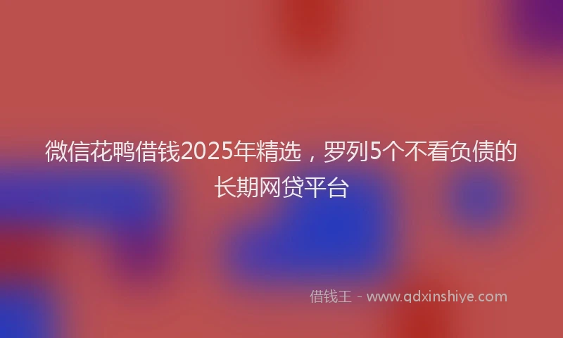 微信花鸭借钱2025年精选，罗列5个不看负债的长期网贷平台