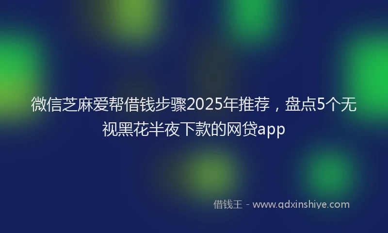 微信芝麻爱帮借钱步骤2025年推荐，盘点5个无视黑花半夜下款的网贷app