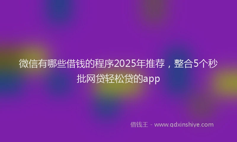 微信有哪些借钱的程序2025年推荐，整合5个秒批网贷轻松贷的app