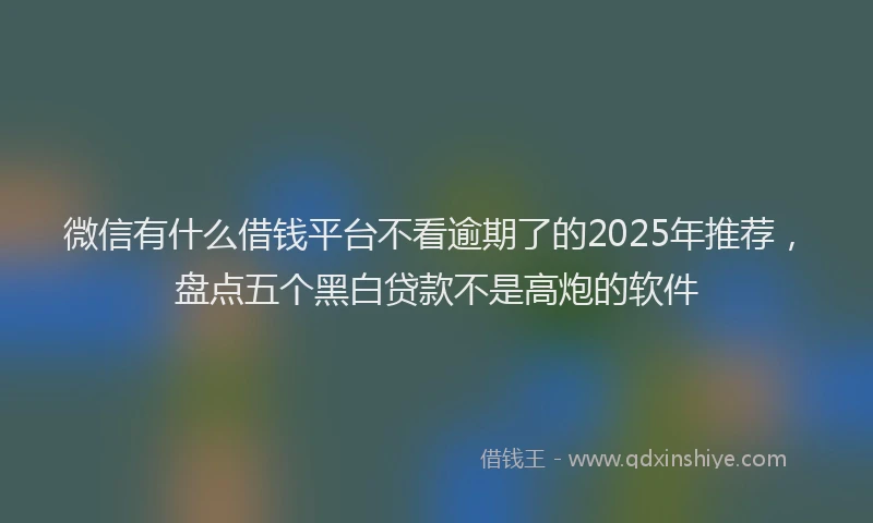 微信有什么借钱平台不看逾期了的2025年推荐，盘点五个黑白贷款不是高炮的软件