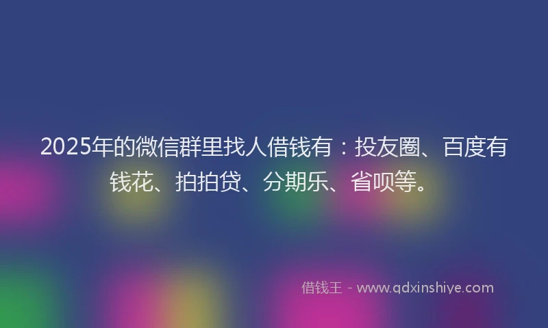 2025年的微信群里找人借钱有：投友圈、百度有钱花、拍拍贷、分期乐、省呗等。