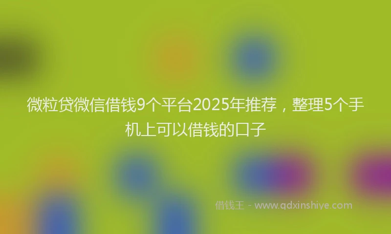 微粒贷微信借钱9个平台2025年推荐，整理5个手机上可以借钱的口子